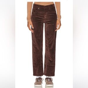 Free People Brown Corduroy Straight-Leg Jeans